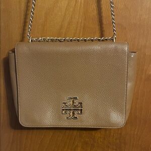 Tory Burch Beige Crossbody Bag with Gold Chain